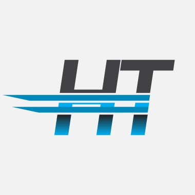 İlk logo HT şirketi adı siyah-mavi, Basit ve Modern Logo Tasarımı.