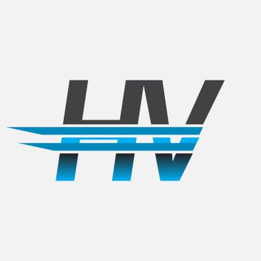 İlk logo HV şirketi adı siyah-mavi, Basit ve Modern Logo Tasarımı.
