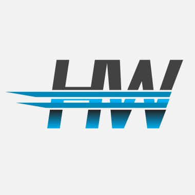 İlk logo HW şirket adı siyah-mavi, Basit ve Modern Logo Tasarımı.
