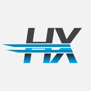 İlk logo HX şirket adı siyah-mavi, Basit ve Modern Logo Tasarımı.