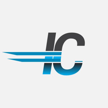 İlk logo IC şirketi adı siyah-mavi, Basit ve Modern Logo Tasarımı.