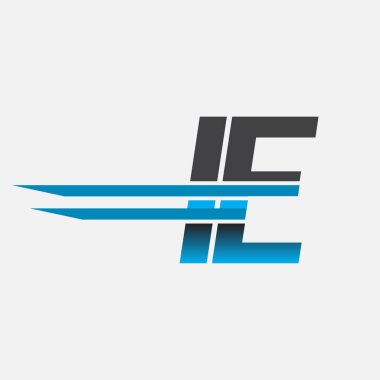 İlk logo IE şirket adı siyah-mavi, Basit ve Modern Logo Tasarımı.