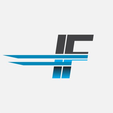 İlk logo IF şirketi adı siyah-mavi, basit ve modern logo tasarımı.