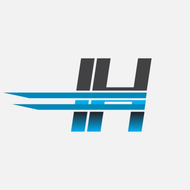 İlk logo IH şirketi adı siyah-mavi, Basit ve Modern Logo Tasarımı.