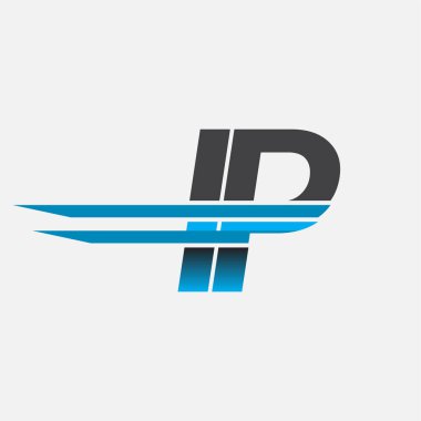 İlk logo IP şirketi adı siyah-mavi, Basit ve Modern Logo Tasarımı.