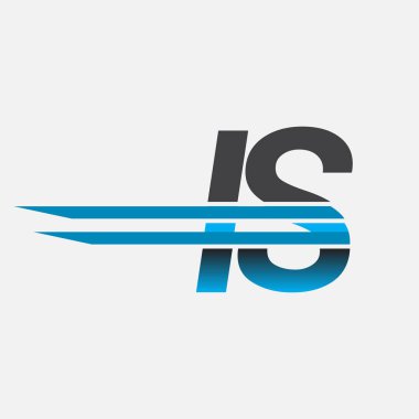 İlk logo IS şirketi adı siyah-mavi, Basit ve Modern Logo Tasarımı.