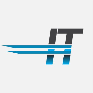 İlk logo bilişim şirketi adı siyah-mavi, Basit ve Modern Logo Tasarımı.