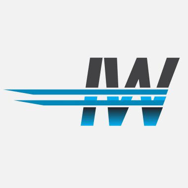İlk logo IW şirketi adı siyah-mavi, Basit ve Modern Logo Tasarımı.