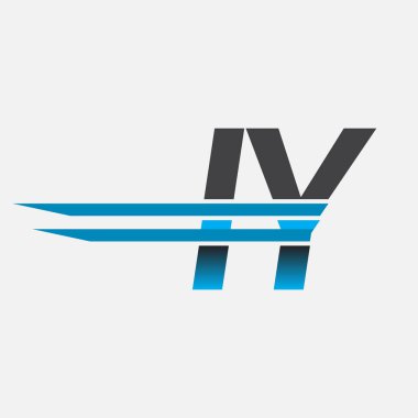İlk logo IY şirketi adı siyah-mavi, Basit ve Modern Logo Tasarımı.