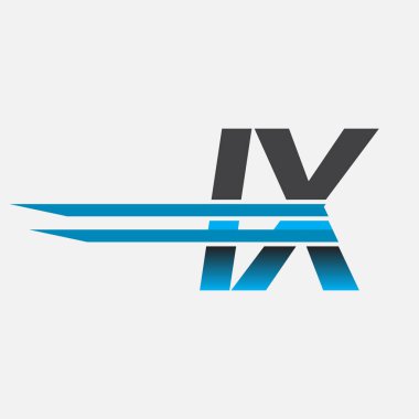 İlk logo IX şirketi adı siyah-mavi, Basit ve Modern Logo Tasarımı.