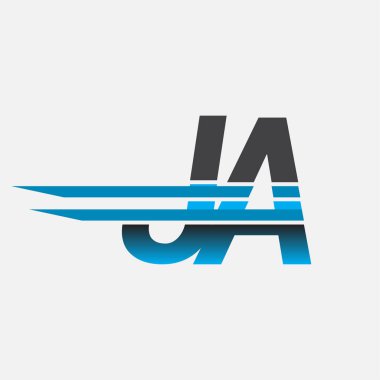 İlk logo JA şirket adı siyah-mavi, Basit ve Modern Logo Tasarımı.