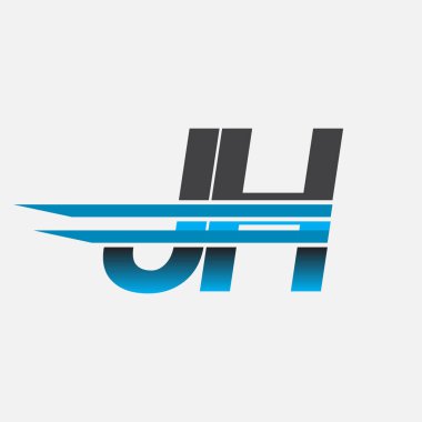 İlk logo JH şirketi adı siyah-mavi, Basit ve Modern Logo Tasarımı.