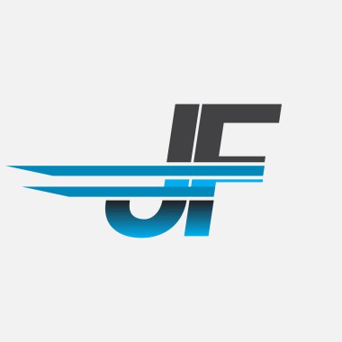 İlk logo JF şirketi adı siyah-mavi, Basit ve Modern Logo Tasarımı.