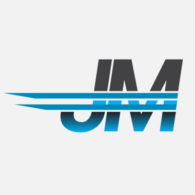 İlk logo JM şirketi adı siyah-mavi, Basit ve Modern Logo Tasarımı.