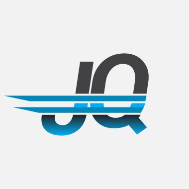 İlk logo JQ şirketi adı siyah-mavi, Basit ve Modern Logo Tasarımı.