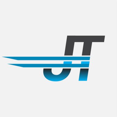 İlk logo JT şirketi adı siyah-mavi, Basit ve Modern Logo Tasarımı.