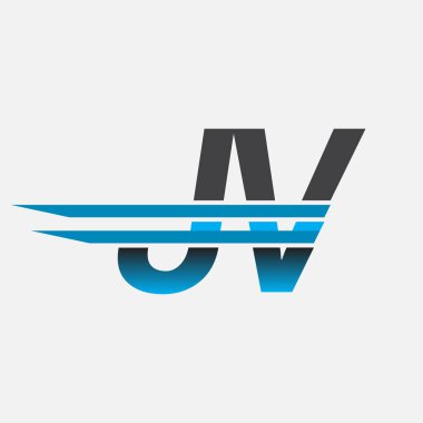 İlk logo JV şirketi adı siyah-mavi, Basit ve Modern Logo Tasarımı.