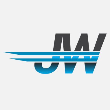 İlk logo JW şirketi adı siyah-mavi, Basit ve Modern Logo Tasarımı.