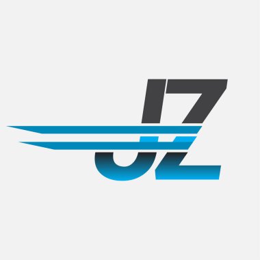 İlk logo JZ şirket adı siyah-mavi, Basit ve Modern Logo Tasarımı.