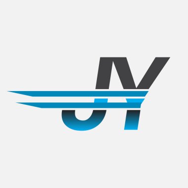 İlk logo JY şirket adı siyah-mavi, Basit ve Modern Logo Tasarımı.