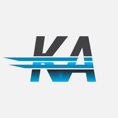 İlk logo KA şirketi adı siyah-mavi, Basit ve Modern Logo Tasarımı.