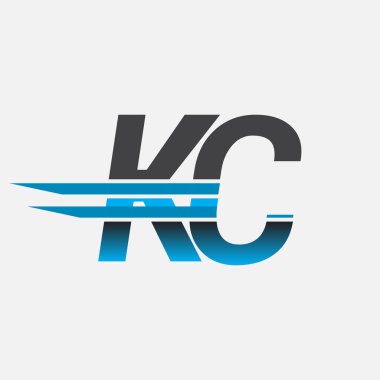 İlk logo KC şirketi adı siyah-mavi, Basit ve Modern Logo Tasarımı.