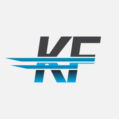 İlk logo KF şirketi adı siyah-mavi, Basit ve Modern Logo Tasarımı.