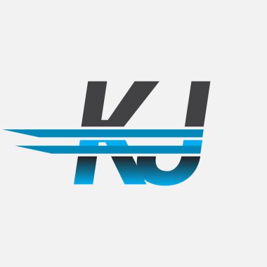 İlk logo KJ şirketi adı siyah-mavi, Basit ve Modern Logo Tasarımı.