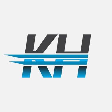 İlk logo KH şirketi adı siyah-mavi, Basit ve Modern Logo Tasarımı.