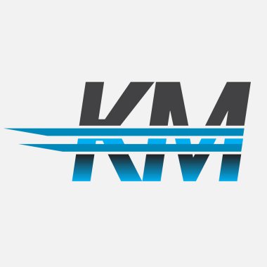 İlk logo KM şirket adı siyah-mavi, Basit ve Modern Logo Tasarımı.