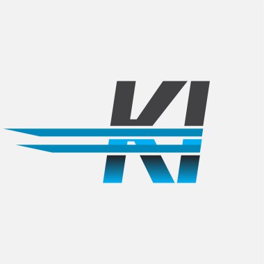 İlk logo KI şirketi adı siyah-mavi, Basit ve Modern Logo Tasarımı.