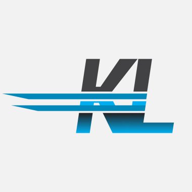 İlk logo KL şirketi adı siyah-mavi, Basit ve Modern Logo Tasarımı.