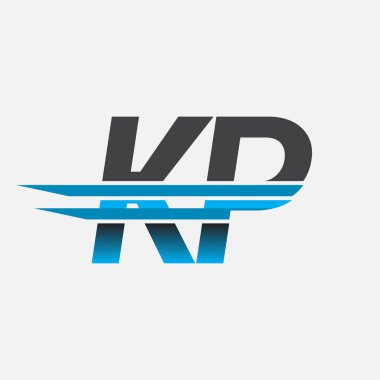 İlk logo KP şirketi adı siyah-mavi, Basit ve Modern Logo Tasarımı.