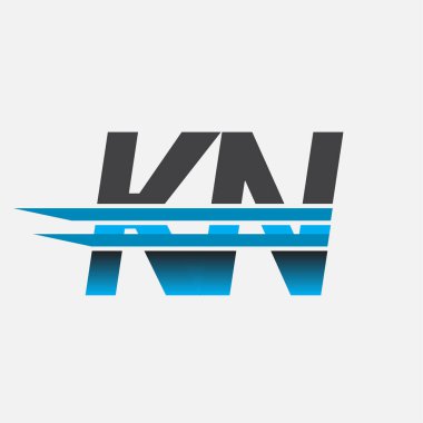 İlk logo KN şirketi adı siyah-mavi, Basit ve Modern Logo Tasarımı.