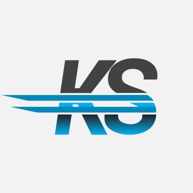 İlk logo KS şirketi adı siyah-mavi, Basit ve Modern Logo Tasarımı.