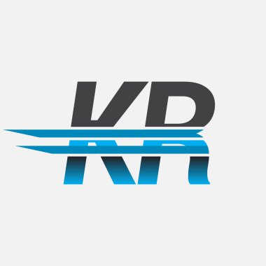 İlk logo KR şirketi adı siyah-mavi, Basit ve Modern Logo Tasarımı.