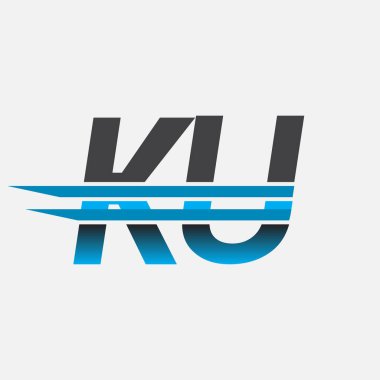 İlk logo KU şirketi adı siyah-mavi, Basit ve Modern Logo Tasarımı.
