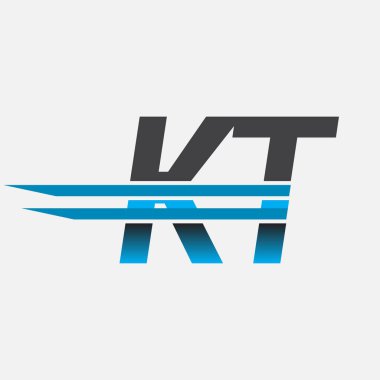 İlk logo KT şirketi adı siyah-mavi, Basit ve Modern Logo Tasarımı.