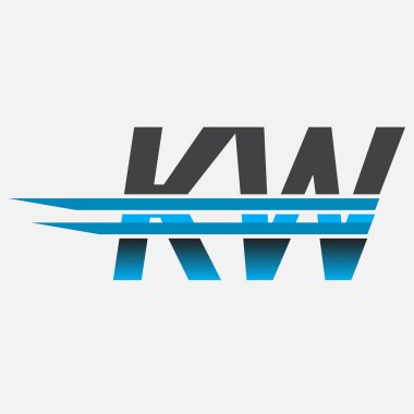 İlk logo KW şirketi adı siyah-mavi, Basit ve Modern Logo Tasarımı.