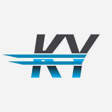 İlk logo KY şirket adı siyah-mavi, Basit ve Modern Logo Tasarımı.