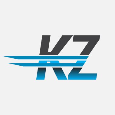 İlk logo KZ şirketi adı siyah-mavi, Basit ve Modern Logo Tasarımı.