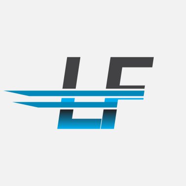 İlk logo LF şirketi adı siyah-mavi, Basit ve Modern Logo Tasarımı.