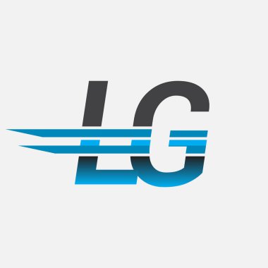 İlk logo LG şirket adı siyah-mavi, Basit ve Modern Logo Tasarımı.