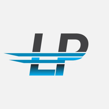 İlk logo LP şirketi adı siyah-mavi, Basit ve Modern Logo Tasarımı.