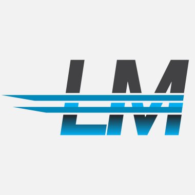 İlk logo LM şirketi adı siyah-mavi, Basit ve Modern Logo Tasarımı.