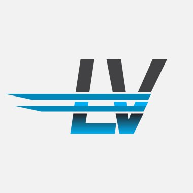 İlk logo LV şirketi adı siyah-mavi, Basit ve Modern Logo Tasarımı.