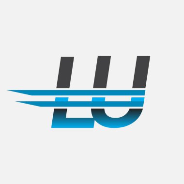 İlk logo LU şirketi adı siyah-mavi, Basit ve Modern Logo Tasarımı.