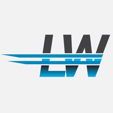 İlk logo LW şirket adı siyah-mavi, Basit ve Modern Logo Tasarımı.