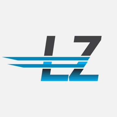 İlk logo LZ şirket adı siyah-mavi, Basit ve Modern Logo Tasarımı.
