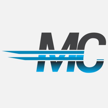 İlk logo MC şirketi adı siyah-mavi, Basit ve Modern Logo Tasarımı.